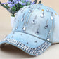 New Denim Hip Hop Caps Fashion Leisure Woman Cap With Water Drop Rhinestones Vintage Jean Cotton Baseball Caps