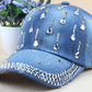 New Denim Hip Hop Caps Fashion Leisure Woman Cap With Water Drop Rhinestones Vintage Jean Cotton Baseball Caps