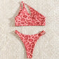 Sexy One-shoulder Bikini Set Leopard Print Swimsuit Women Hollow Out