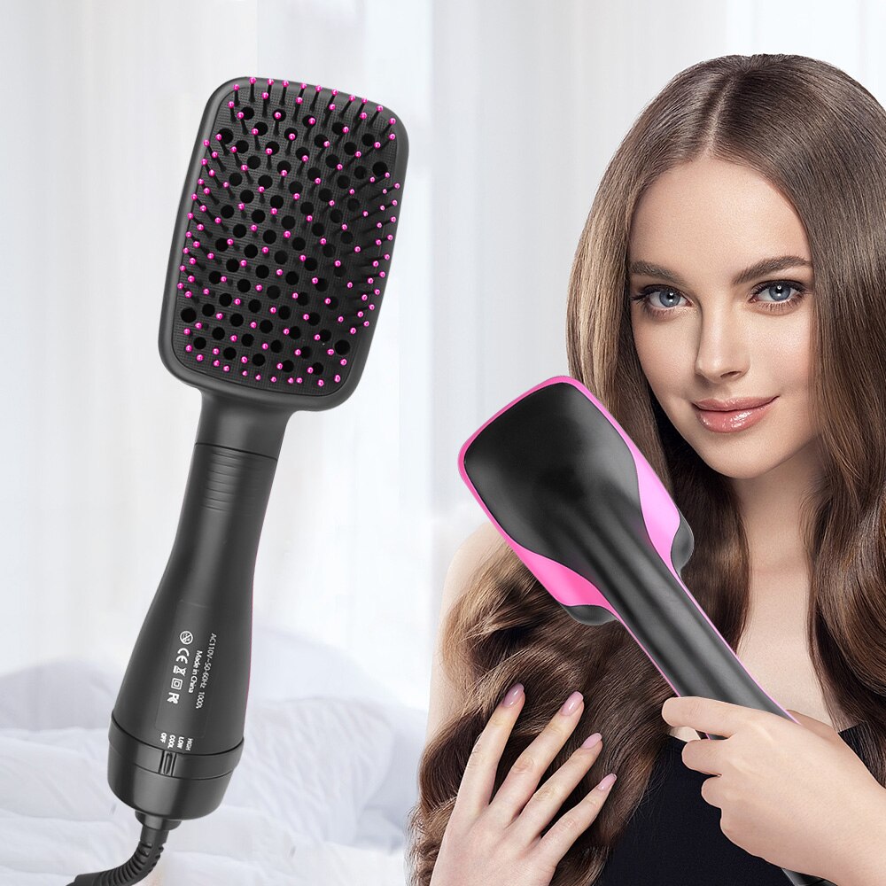 1000W Hot Air Brush Styler and Volumizer Hair Straightener Curler Comb Roller Hair Dryer One Step Electric Ion Blow Dryer Brush