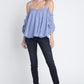 Women's Cold Shoulder Checkered Top