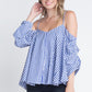 Women's Cold Shoulder Checkered Top