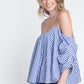 Women's Cold Shoulder Checkered Top