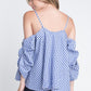 Women's Cold Shoulder Checkered Top