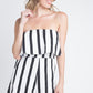 Women's Strapless Stripe Pocket Romper