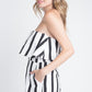 Women's Strapless Stripe Pocket Romper