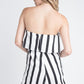 Women's Strapless Stripe Pocket Romper