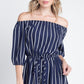 Women's Off Shoulder Stripe Romper