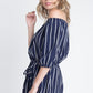 Women's Off Shoulder Stripe Romper