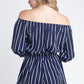 Women's Off Shoulder Stripe Romper