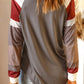 Womens Color Block Long Sleeves Gray Pullover Top