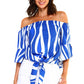 Women's Strapless Striped Bandage Blouse