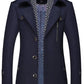 Mens Layered Collar Button Front Mid Length Coat