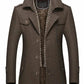 Mens Layered Collar Button Front Mid Length Coat