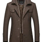 Mens Layered Collar Button Front Mid Length Coat