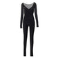 Cross V-neck Sleeve Finger Long-sleeved Suit