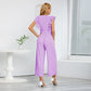 High Waist Sleeveless V-neck Pleated Wide Leg Jumpsuit