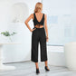 sleeveless button V-neck jumpsuit