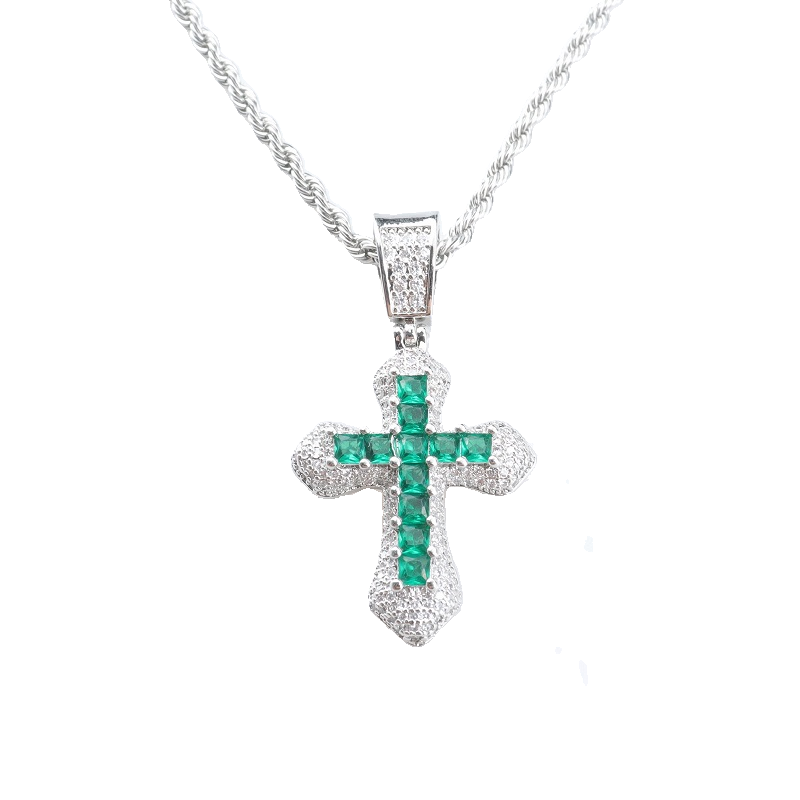 Pink Blue Cross Pendant Necklace with Zircon INS Short Eye Catching Design for Fashion Lovers