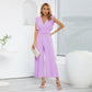 High Waist Sleeveless V-neck Pleated Wide Leg Jumpsuit