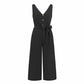 sleeveless button V-neck jumpsuit