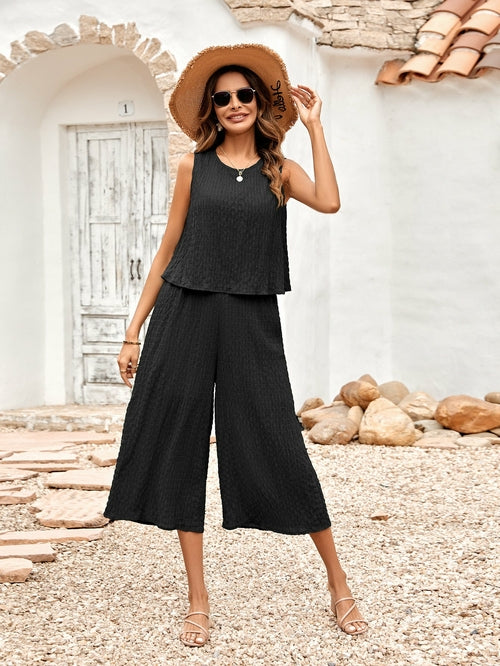 Solid Color Casual Loose Sleeveless Women's Jumpsuit