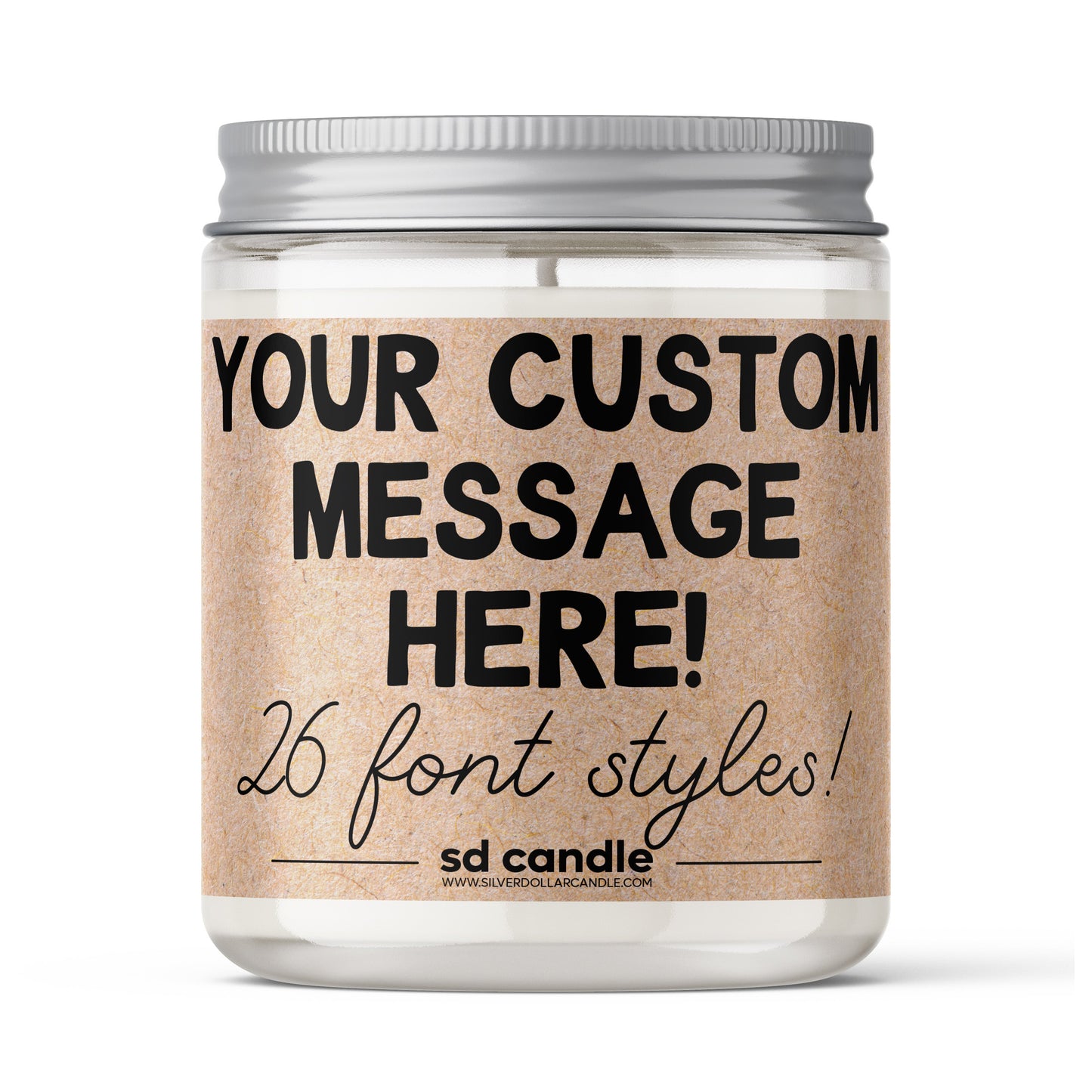 Personalized Custom Candle (Kraft) - 9/16oz 100% All-Natural Soy Wax