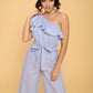 One Shoulder Sleeveless Jumpsuit with Ruffle