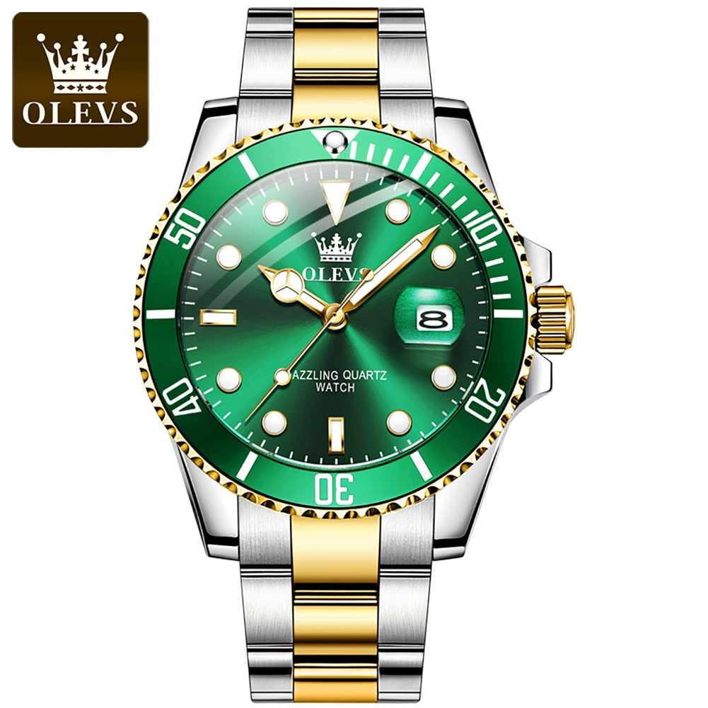 OLEVS Mens Quartz Watches Top Brand Luxury Business Waterproof Luminous Large Dial Men Wristwatches Sports Stainless Steel Watch