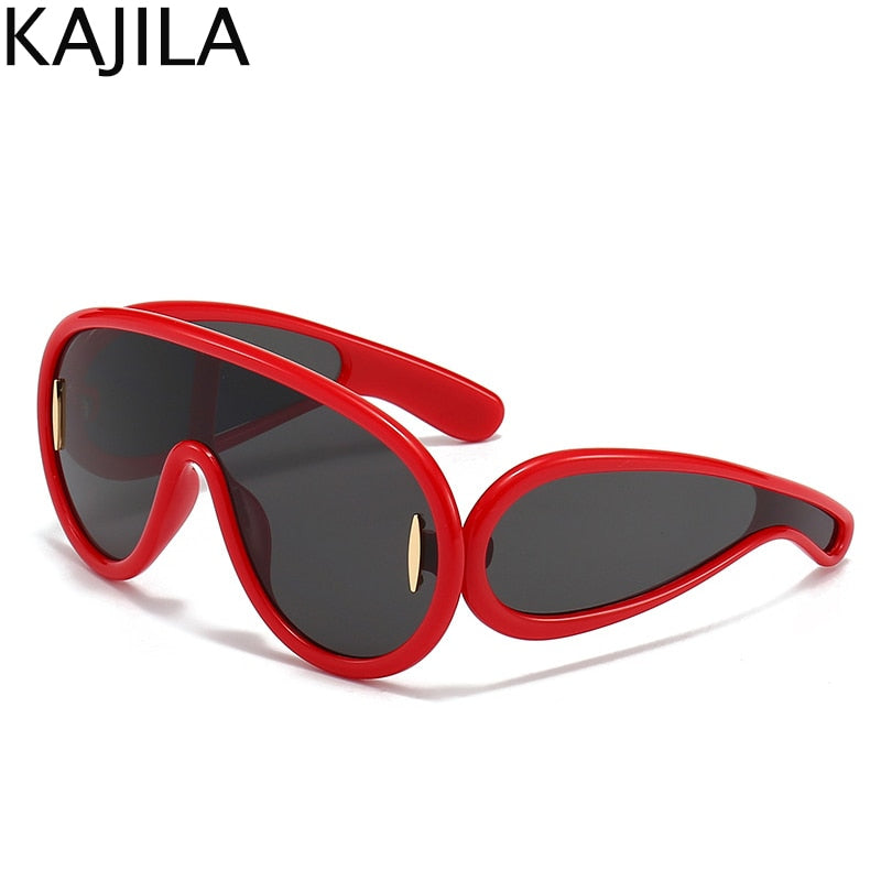 Y2K Sports Punk Sunglasses Women Men One-Piece Sun Glasses for Ladies 2023 Luxury Brand Oversized Steampunk Eyewear Goggle UV400