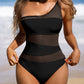 One shoulder Mesh  One-pieces Swimwear Women 2024 High Cut Women's swimsuit Monokini  Bikini