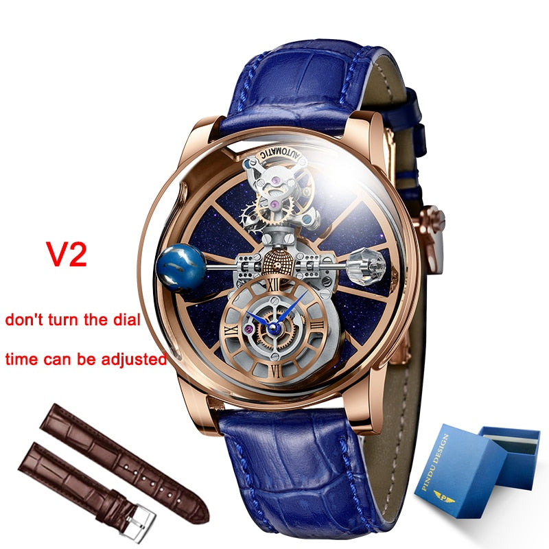 Montre Homme 2023  PINDU DESIGN Men's Watches Top Brands Luxury Quartz Roulette Rotary Watch Baselworld