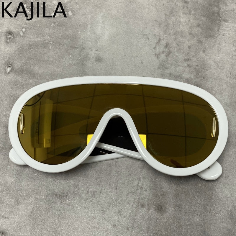 Y2K Sports Punk Sunglasses Women Men One-Piece Sun Glasses for Ladies 2023 Luxury Brand Oversized Steampunk Eyewear Goggle UV400