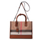 Classic Retro Large Capacity Women's Casual Totes Bags Canvas + Leather Check Stripe Shoulder Bag Briefcase Luxury Crossbody Bag