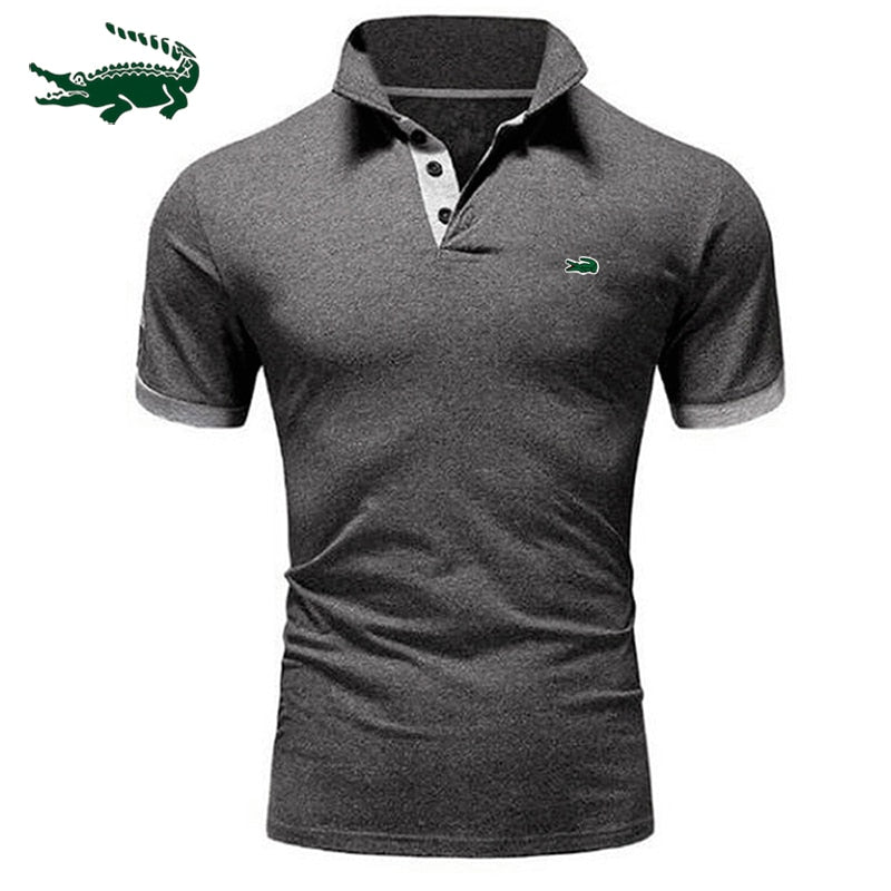 Men's cotton  polo shirt 2025 summer new high-end business casual Lapel short sleeve T-shirt