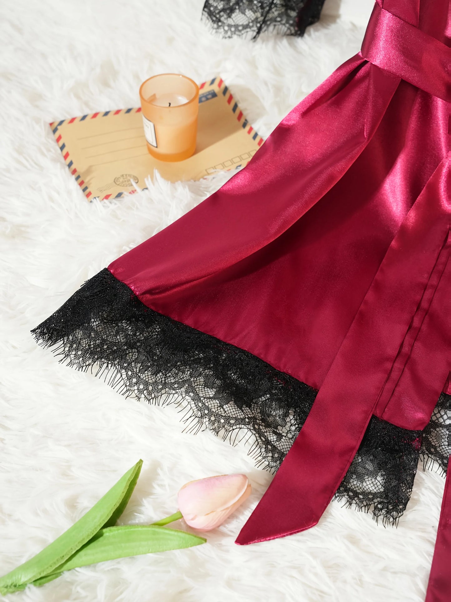 Women’s 4-Piece Satin Pajama Set – Silk Robe & Nightgown Sleepwear