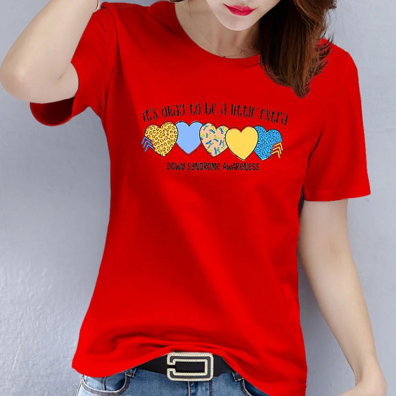 Valentine's Day  Women's T-shirt with Geometric Pattern Love Pri Printed Short Sleeve Tops  Aesthetic Clothes