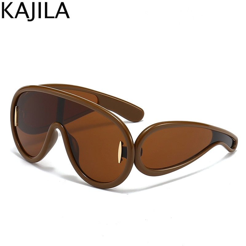 Y2K Sports Punk Sunglasses Women Men One-Piece Sun Glasses for Ladies 2023 Luxury Brand Oversized Steampunk Eyewear Goggle UV400