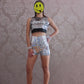 High Waist Sequin Shorts Women Summer 2024  Costume Streetwear.