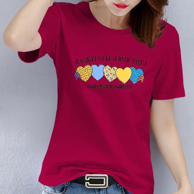 Valentine's Day  Women's T-shirt with Geometric Pattern Love Pri Printed Short Sleeve Tops  Aesthetic Clothes