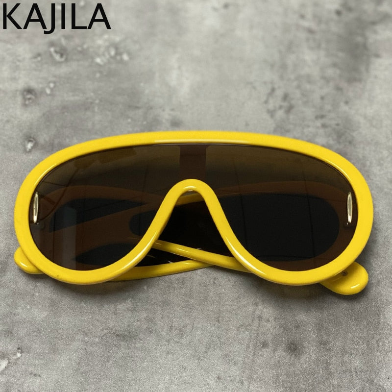 Y2K Sports Punk Sunglasses Women Men One-Piece Sun Glasses for Ladies 2023 Luxury Brand Oversized Steampunk Eyewear Goggle UV400