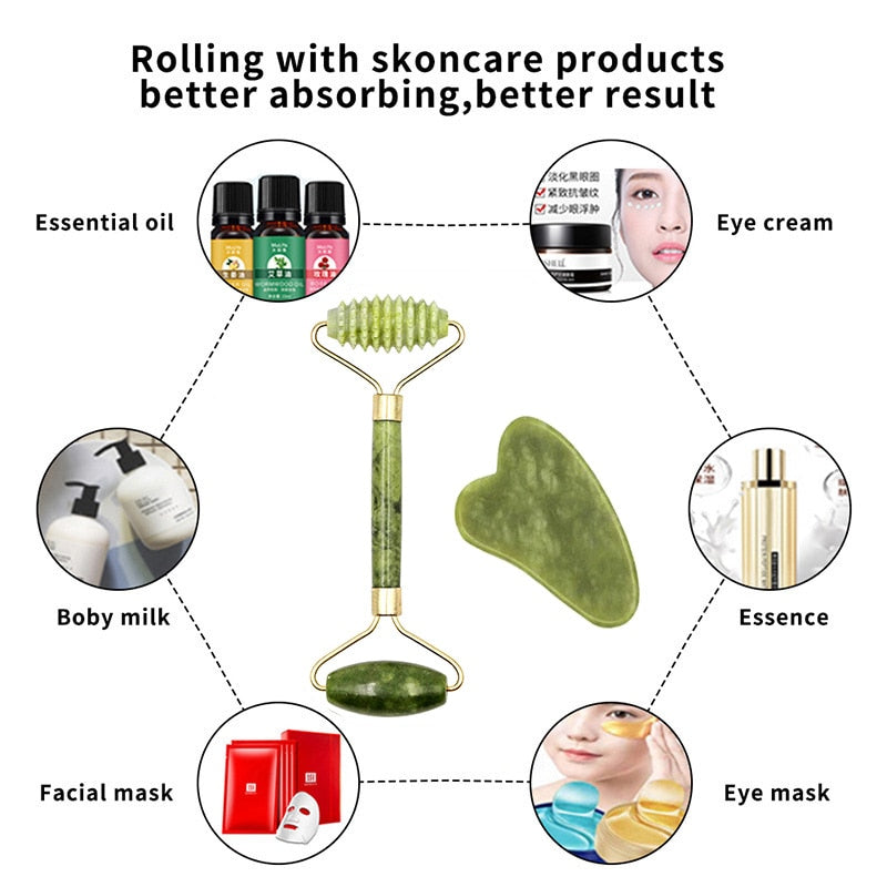 Natural Jade Face Massager Gua Sha Stone Face  Guasha Masaje Facial Board Acupoint Eye Care SPA Massager Tool massage visage