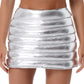 Womens Metallic Shiny Skirts Winter Warm A-Line Mini Skirt