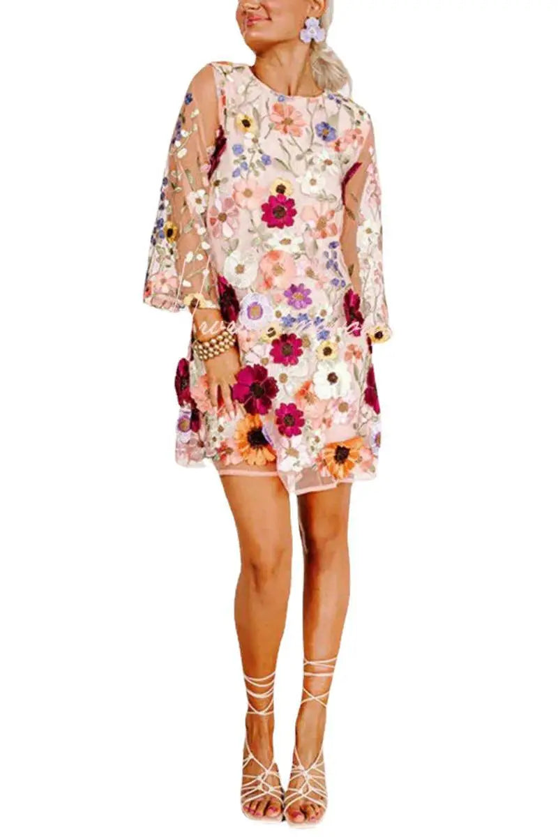 Sexy Bodycon Floral Applique Ball Gown Mini Dress Caftan for Women wulend India Dubai Morocco Party Dress