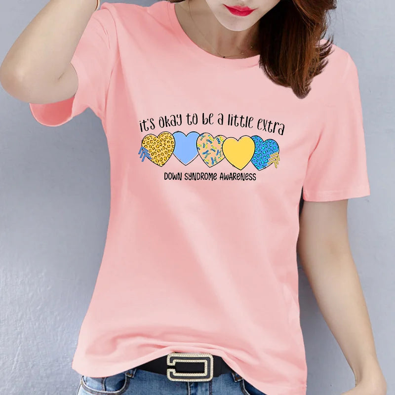 Valentine's Day  Women's T-shirt with Geometric Pattern Love Pri Printed Short Sleeve Tops  Aesthetic Clothes