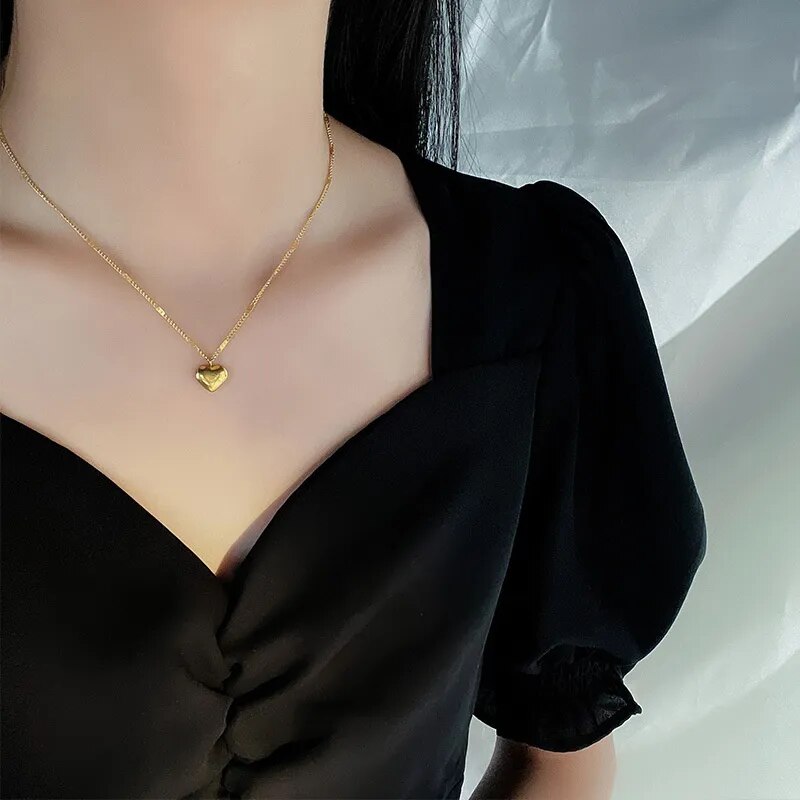 925 Sterling Silver Love Necklace Clavicle Chain 18K Gold Color Necklace For Women Fashion Jewelry Gift