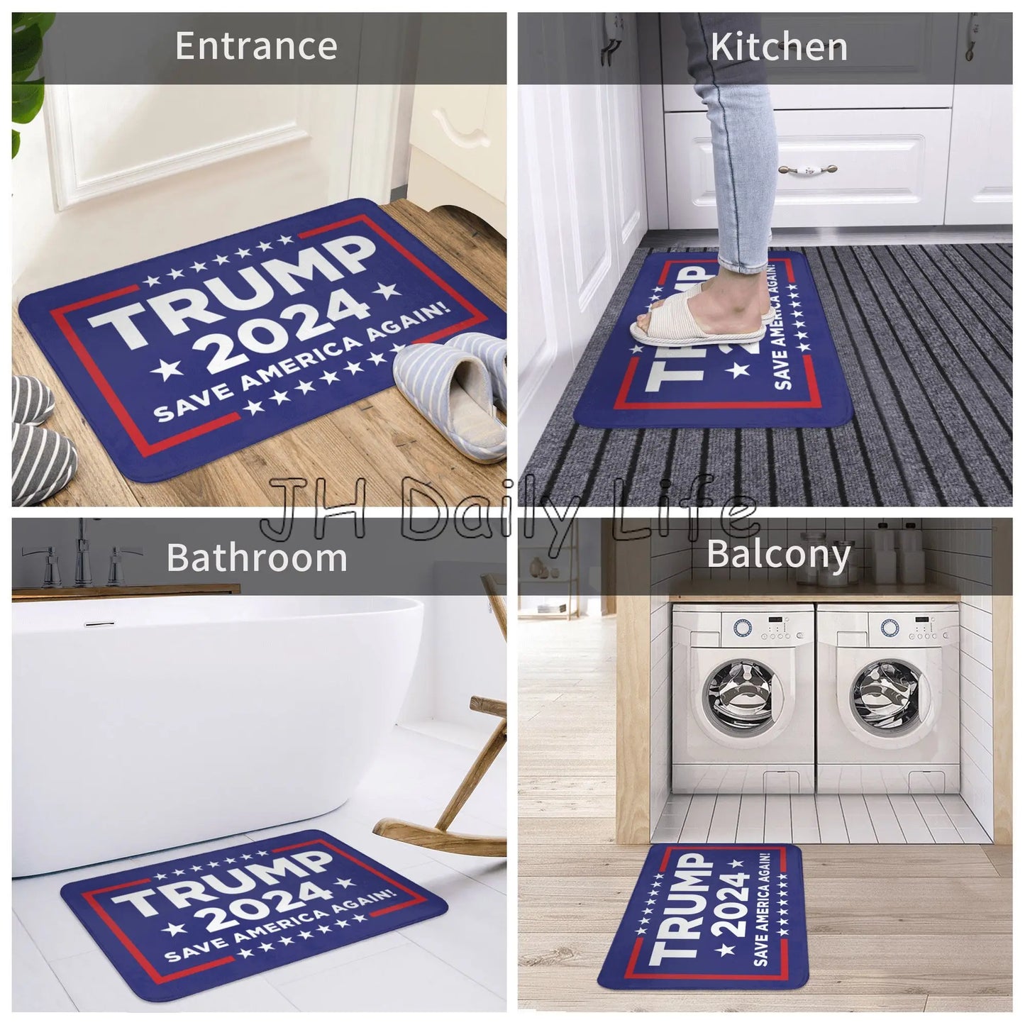 Trump 2024 Make America Great Again Welcome Home Doormat Non-Slip Indoor Entrance Rug Carpet Funny Gift for Home Decor