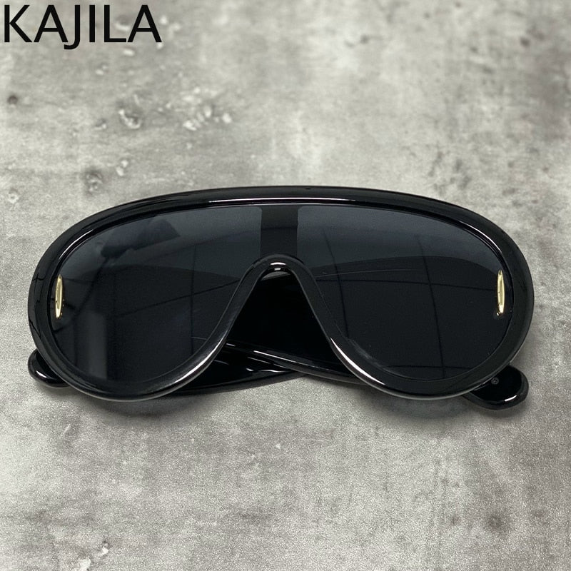 Y2K Sports Punk Sunglasses Women Men One-Piece Sun Glasses for Ladies 2023 Luxury Brand Oversized Steampunk Eyewear Goggle UV400