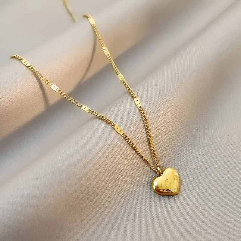 925 Sterling Silver Love Necklace Clavicle Chain 18K Gold Color Necklace For Women Fashion Jewelry Gift