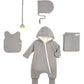 Smart Cuddly Jumpsuit + Bib - Gray